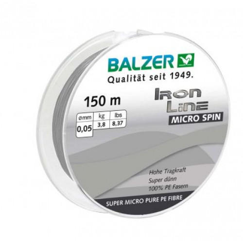 Плетено влакно Balzer IRON LINE MICRO SPIN X3 GRAY - 150м_Balzer