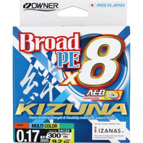 Плетено влакно Owner KIZUNA X8 MULTICOLOR - 300м_Owner
