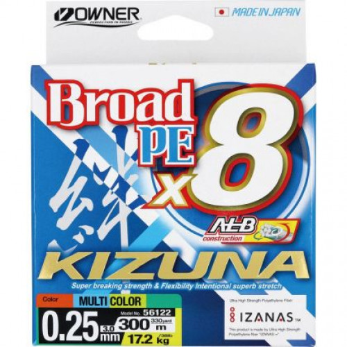 Плетено влакно Owner KIZUNA X8 MULTICOLOR - 300м_Owner