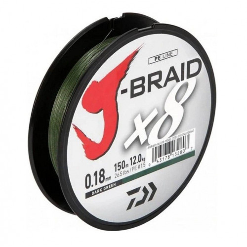 Плетено влакно Daiwa J-BRAID X8 Dark Green (тъмно зелен) - 150m_Daiwa