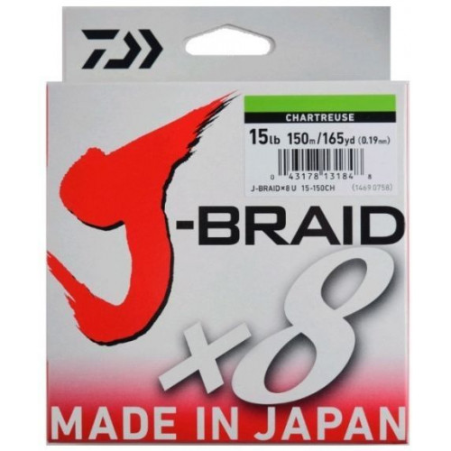 Плетено Влакно DAIWA J-BRAID X8 - 150м / жълто_Daiwa
