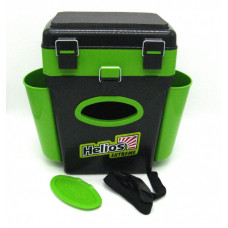 Двусекционен сандък за зимен риболов Helios - 10L (зелен)