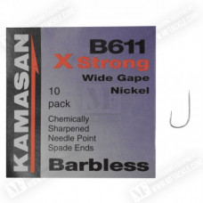 Куки единични без контра - KAMASAN B611 X Strong Wide Gape Nickel Barbless