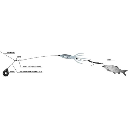 Силиконова примамка - BLACK CAT Calamar U-Float 20g Floating_Black Cat