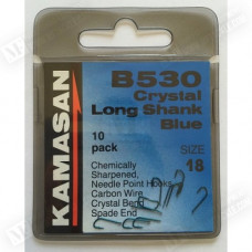 Куки единични - KAMASAN B530 Crystal Long Shank Blue