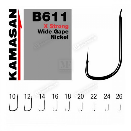 Куки единични - KAMASAN B611 X Strong Wide Gape Nickel_KAMASAN