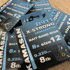 Вързани куки, без контра - KAMASAN B911 X-strong Bait Band Rigs Hooks to Nylon Barbless