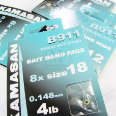 Вързани куки, без контра - KAMASAN B911 Bait Band Rigs Hooks to Nylon Barbless