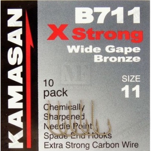 Куки единични - KAMASAN B711 X-Strong Wide Gape Bronze_KAMASAN