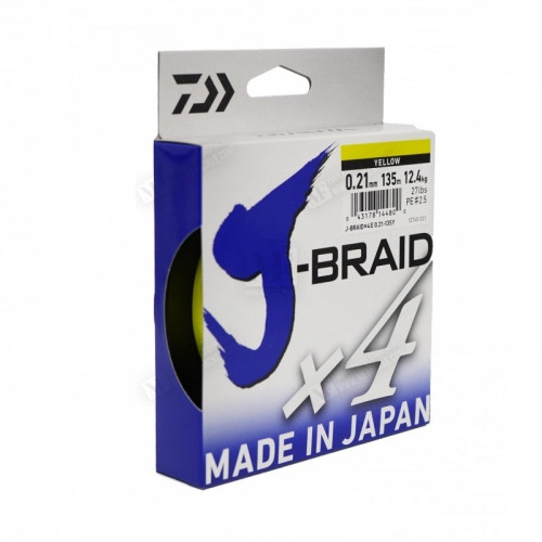 Влакно плетено - DAIWA J Braid X4 Yellow 135m_Daiwa