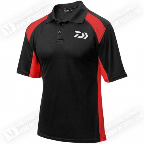 Тениска с яка - DAIWA Polo Shirt Black & Red_Daiwa