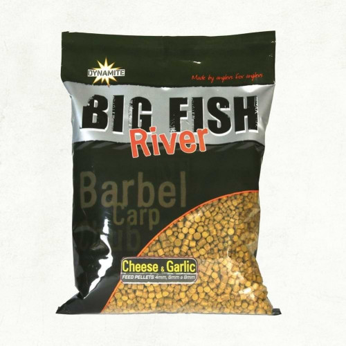 Пелети - DYNAMITE BAITS Big Fish River Cheese and Garlic Pellets 4, 6, 8mm 1.8kg_Dynamite Baits