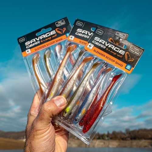 Силиконови примамки - SAVAGE GEAR Slender Scoop Shad 11cm 7g Clear Water Mix 4pcs_Savage Gear
