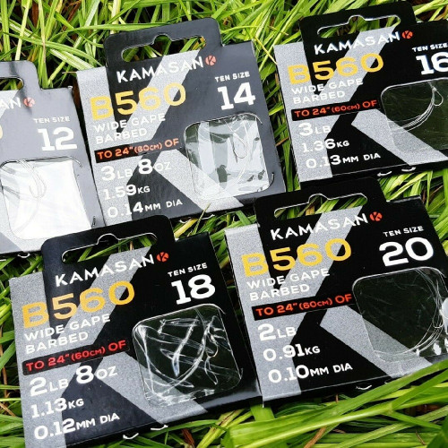 Вързани куки - KAMASAN B560 Barbed Hooks to Nylon_KAMASAN