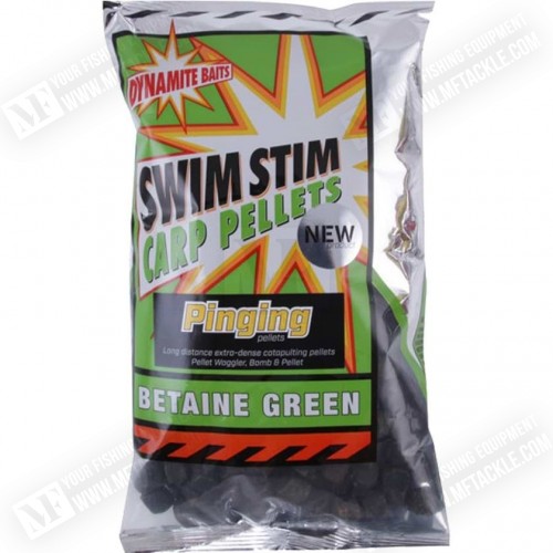 Пелети - DYNAMITE BAITS Swim Stim Pinging Pellets 13mm Betaine Green 900g_Dynamite Baits