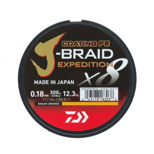 Плетено влакно Daiwa J-BRAID EXPEDITION X8 ORANGE -300m |_Daiwa