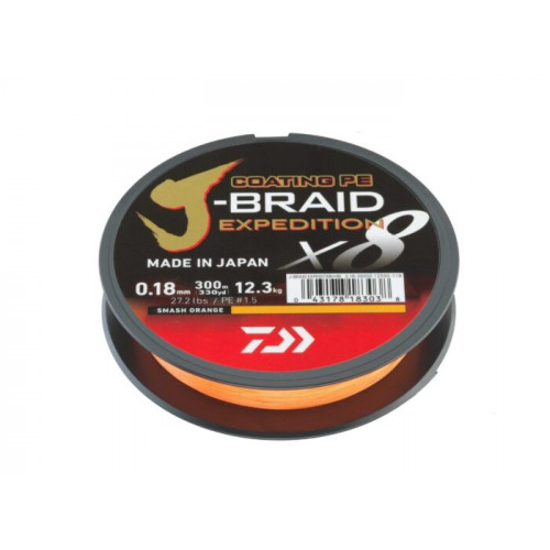 Плетено влакно Daiwa J-BRAID EXPEDITION X8 ORANGE -300m |_Daiwa
