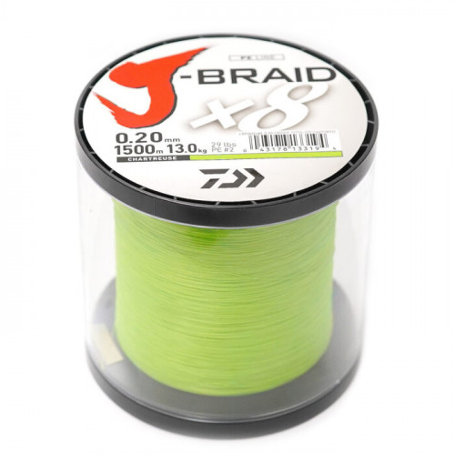 Плетено влакно Daiwa J-BRAID X8 CHARTREUSE (жълто) - 1500m |_Daiwa