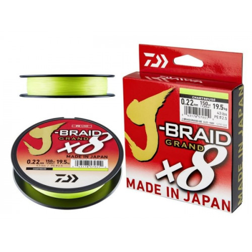 Плетено влакно Daiwa J-BRAID GRAND X8 ЖЪЛТО (Chartreuse) - 270m_Daiwa