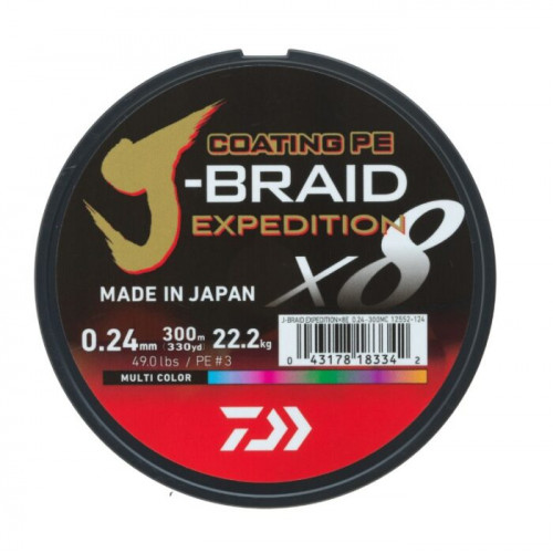 Плетено влакно Daiwa J-BRAID EXPEDITION X8 MULTICOLOR -300m |_Daiwa