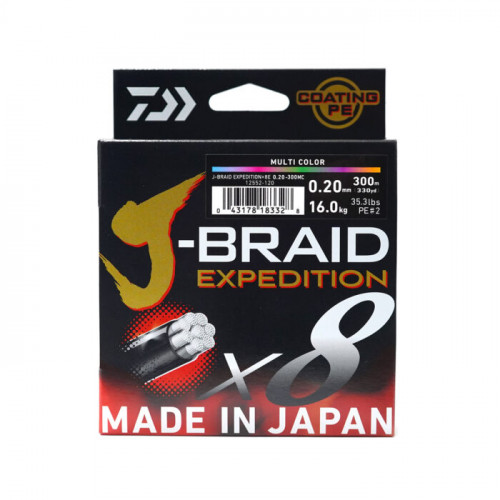 Плетено влакно Daiwa J-BRAID EXPEDITION X8 MULTICOLOR -300m |_Daiwa