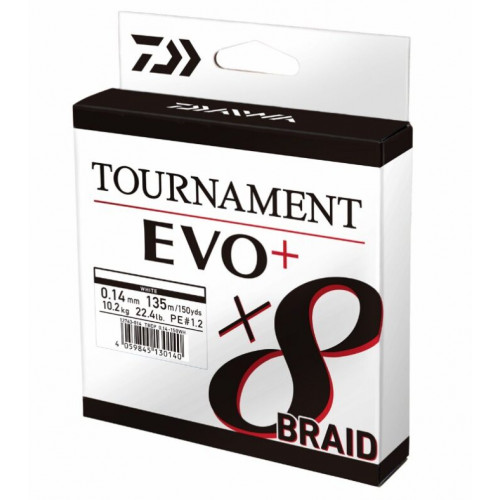 Плетено влакно Daiwa TOURNAMENT X8 BRAID EVO+ WHITE (Бял) - 135м |_Daiwa