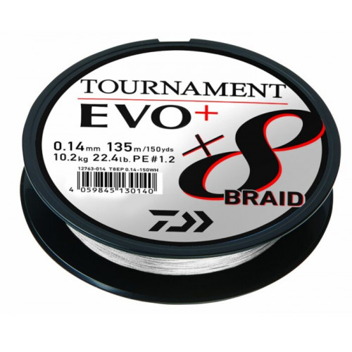 Плетено влакно Daiwa TOURNAMENT X8 BRAID EVO+ WHITE (Бял) - 135м |_Daiwa