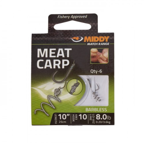 Вързани куки MIDDY Meat Carp Hooks - 6 броя в пакет_MIDDY