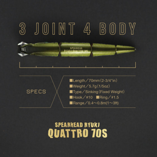 Воблер Duo SPEARHEAD RYUKI QUATTRO 70S - 7.0cm/5.7gr - Sinking |_DUO International