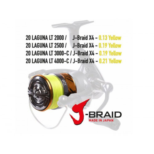 Макара с преден аванс DAIWA 20 LAGUNA+J-BRAID X4 YELLOW |_Daiwa