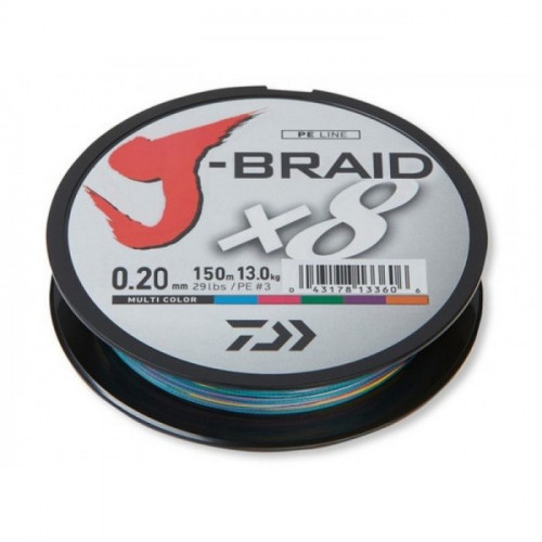 Плетено влакно Daiwa J-BRAID X8 MULTICOLOUR (мултиколор) - 150m_Daiwa