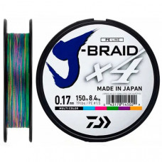 Плетено влакно Daiwa J-BRAID X4 MULTICOLOR - 150м |