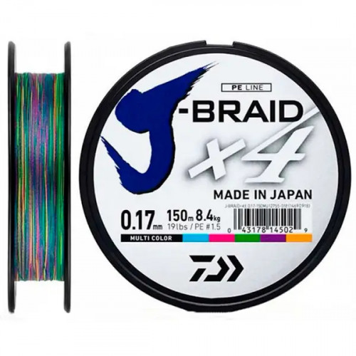 Плетено влакно Daiwa J-BRAID X4 MULTICOLOR - 150м_Daiwa
