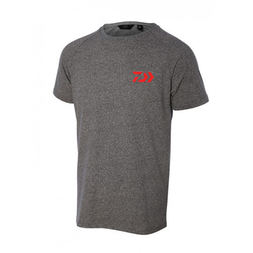 Тениска DAIWA D-VEC T-SHIRT - светло сива с червено лого |_Daiwa