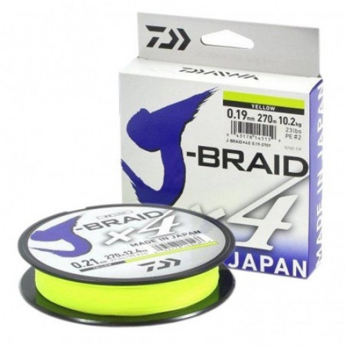 Плетено влакно Daiwa J-BRAID X4 YELLOW (жълто) - 270м_Daiwa