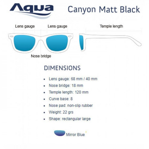 Слънчеви очила AQUA CANYON BLACK MATT B MIRROR BLUE_AQUA