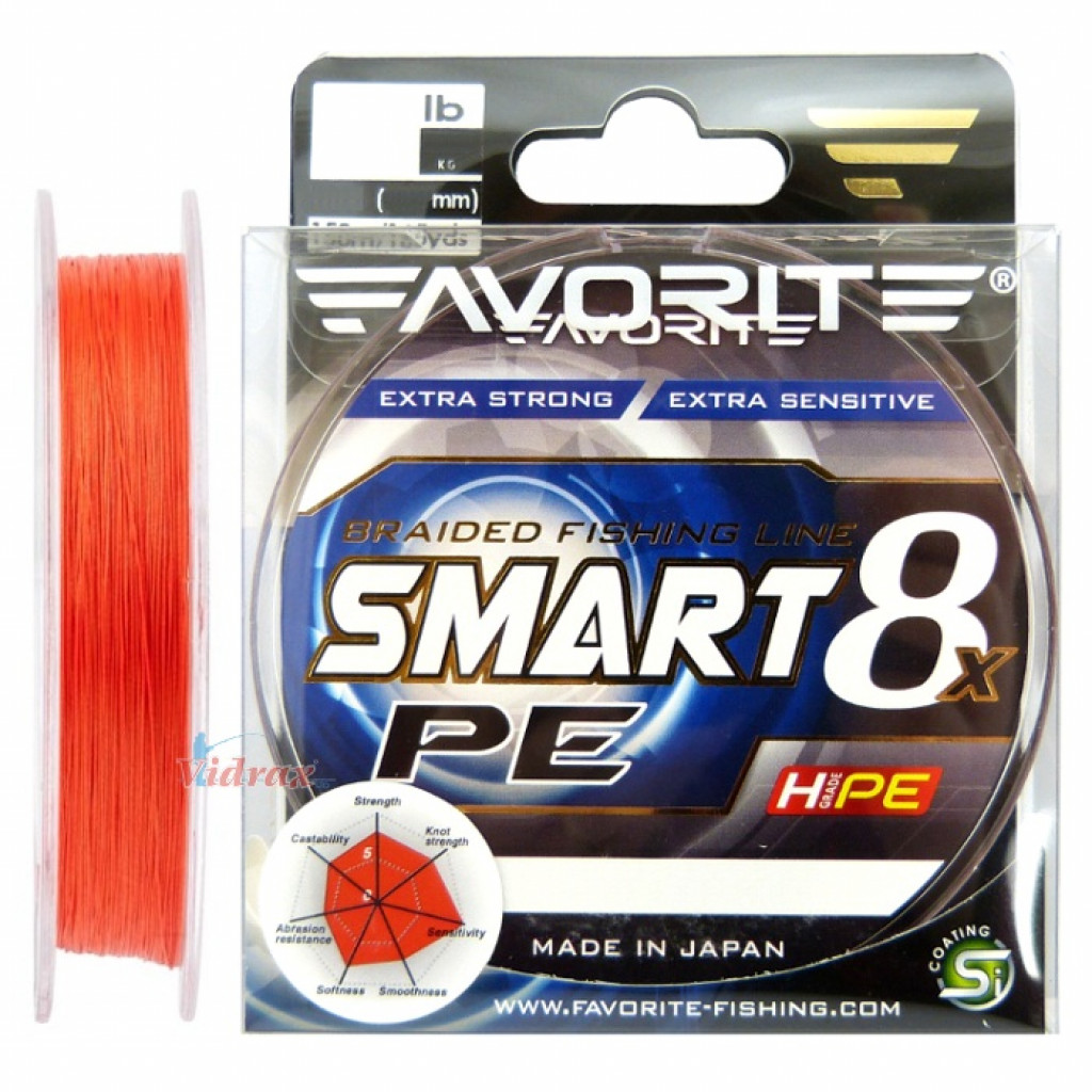 Влакно Smart PE 8x #0.6 150 м Red Orange - Favorite - vi-13397