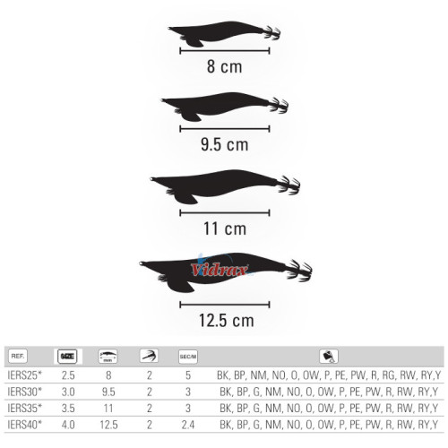 Калмарети EGI SHOKKI 3.5 110 мм 3 сек/м IERS35RG - Ryoshi Ryoshi Калмарети за риболов
