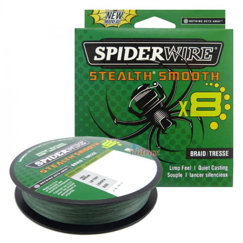 8 Нишково влакно Stealth Smooth Braid 150 м - 0.19 мм Зелено 1515227 - SpiderWire_SPIDER