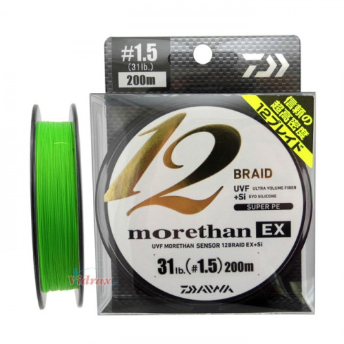 Плетено влакно UVF Morethan x 12 Braid + Si 200 м #1.0 Green - Daiwa_Daiwa