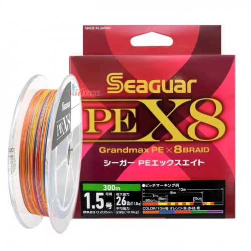 8 Нишково влакно Grandmax PE x8 300 м #1.2 (0.185 мм) Multicolor - Seaguar_SEAGUAR