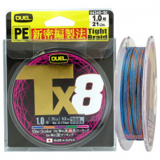 8 нишково плетено влакно Tx8 300 м #1.5 (0.021 мм) Multicolor - Duel